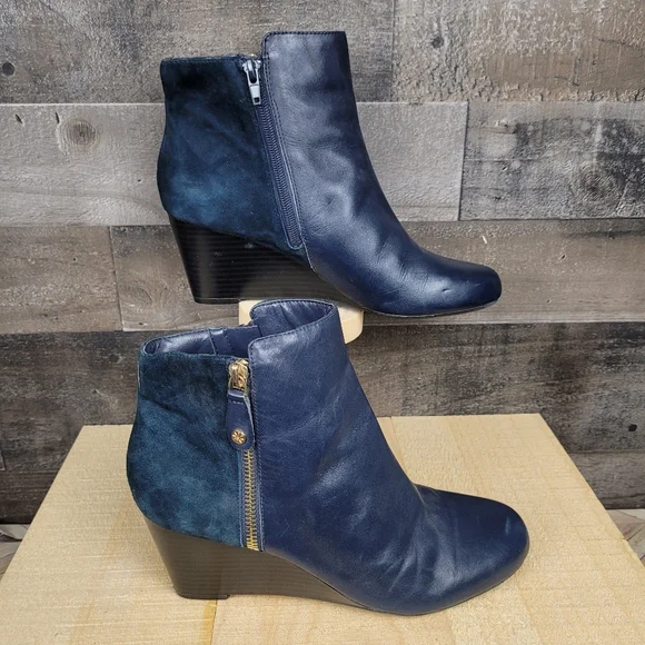 Isaac Mizrahi Shoes Isaac Mizrahi Live Leathersuede Wedge Blue